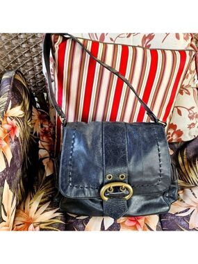 Francesco Biasia Black Patent Leather Shoulder Bag
